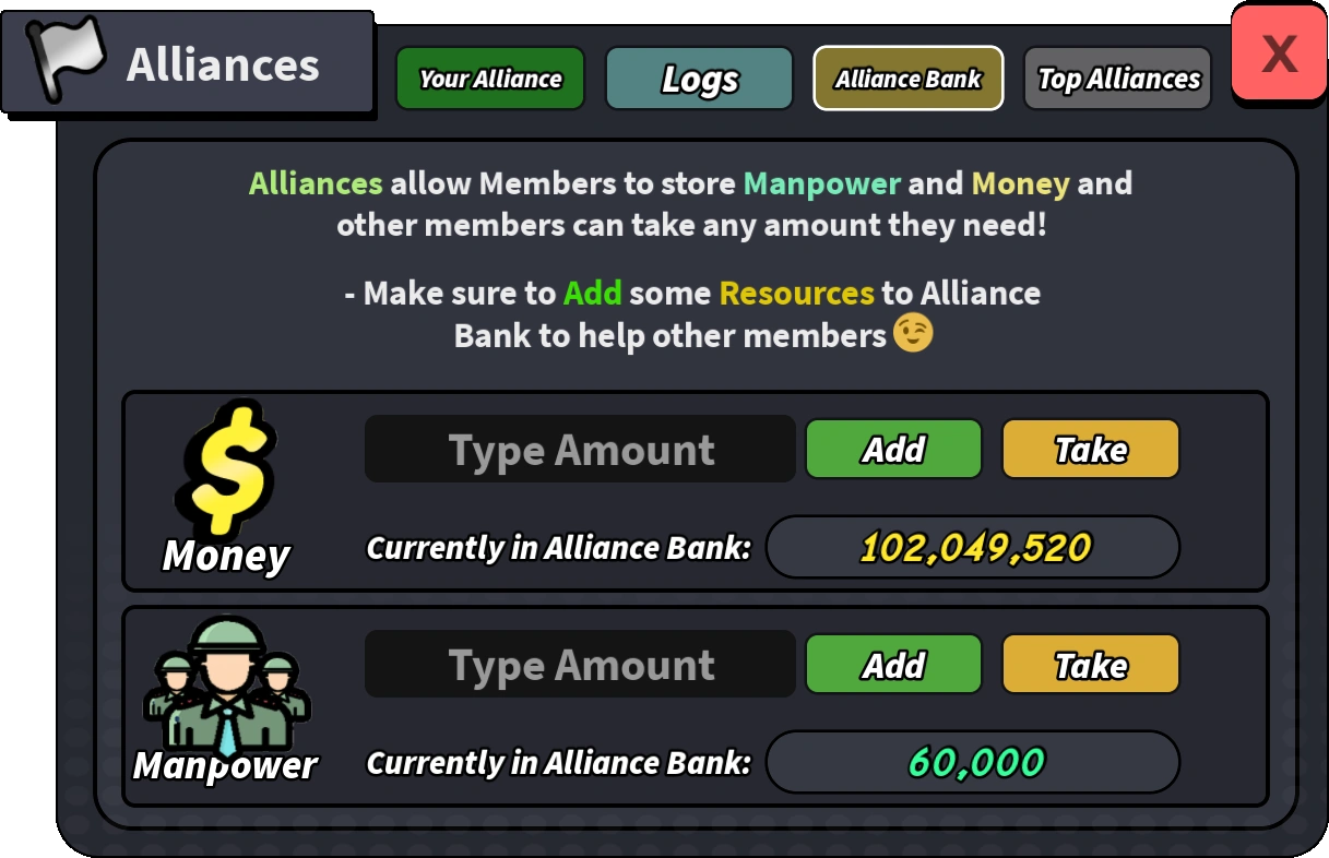 Alliance bank where members deposit money and manpower